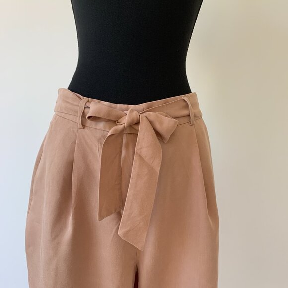RW&CO Camel Tapered Leg Pants with Front Tie Detail - Size 8 - Picture 2 of 7